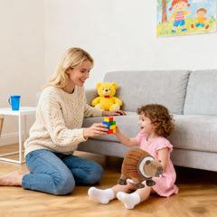 TJLMCORP Plush on bed or desk, versatile decor for kids and adults.