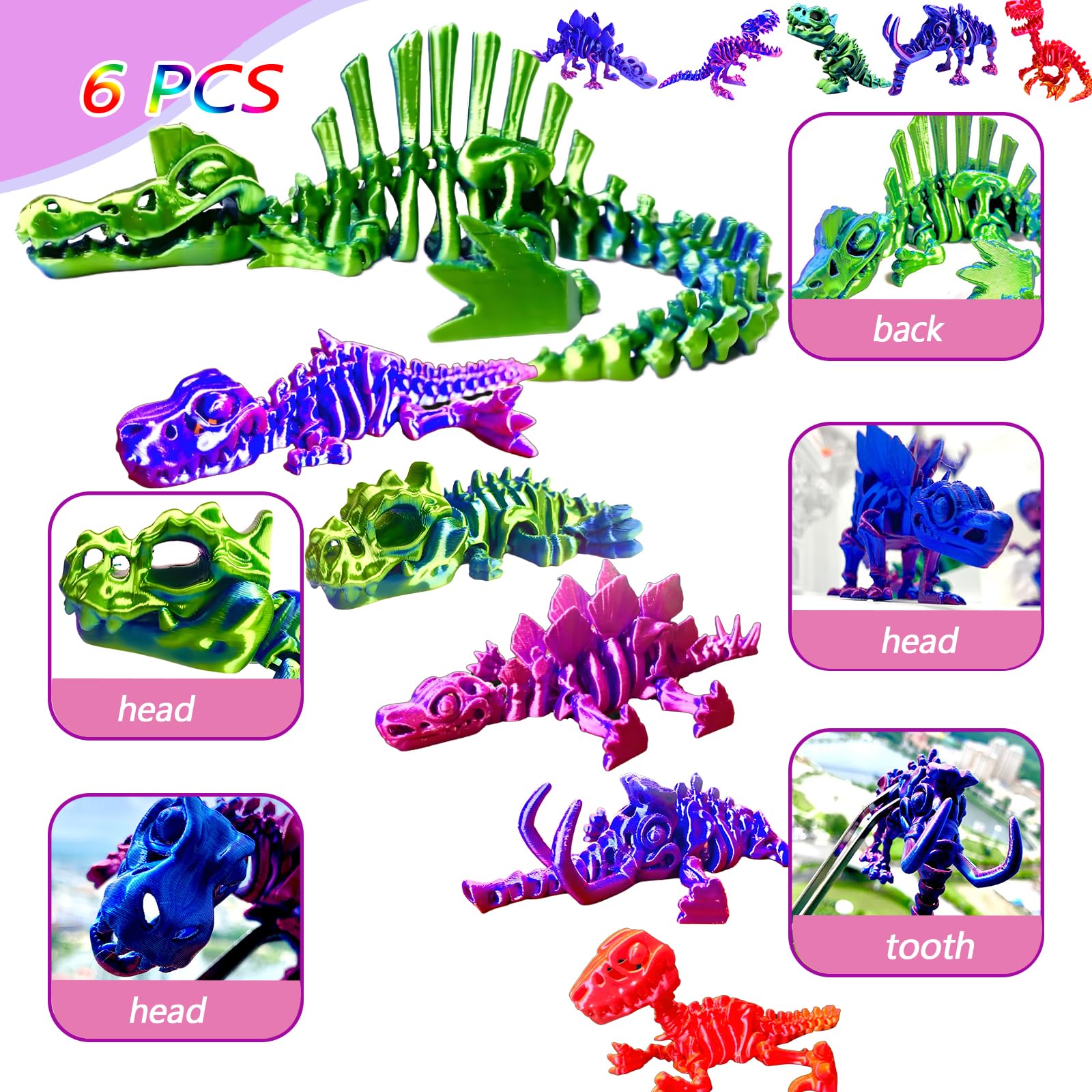 TJYZGXQ dinosaur skeleton figures showcasing varied silhouettes for play.