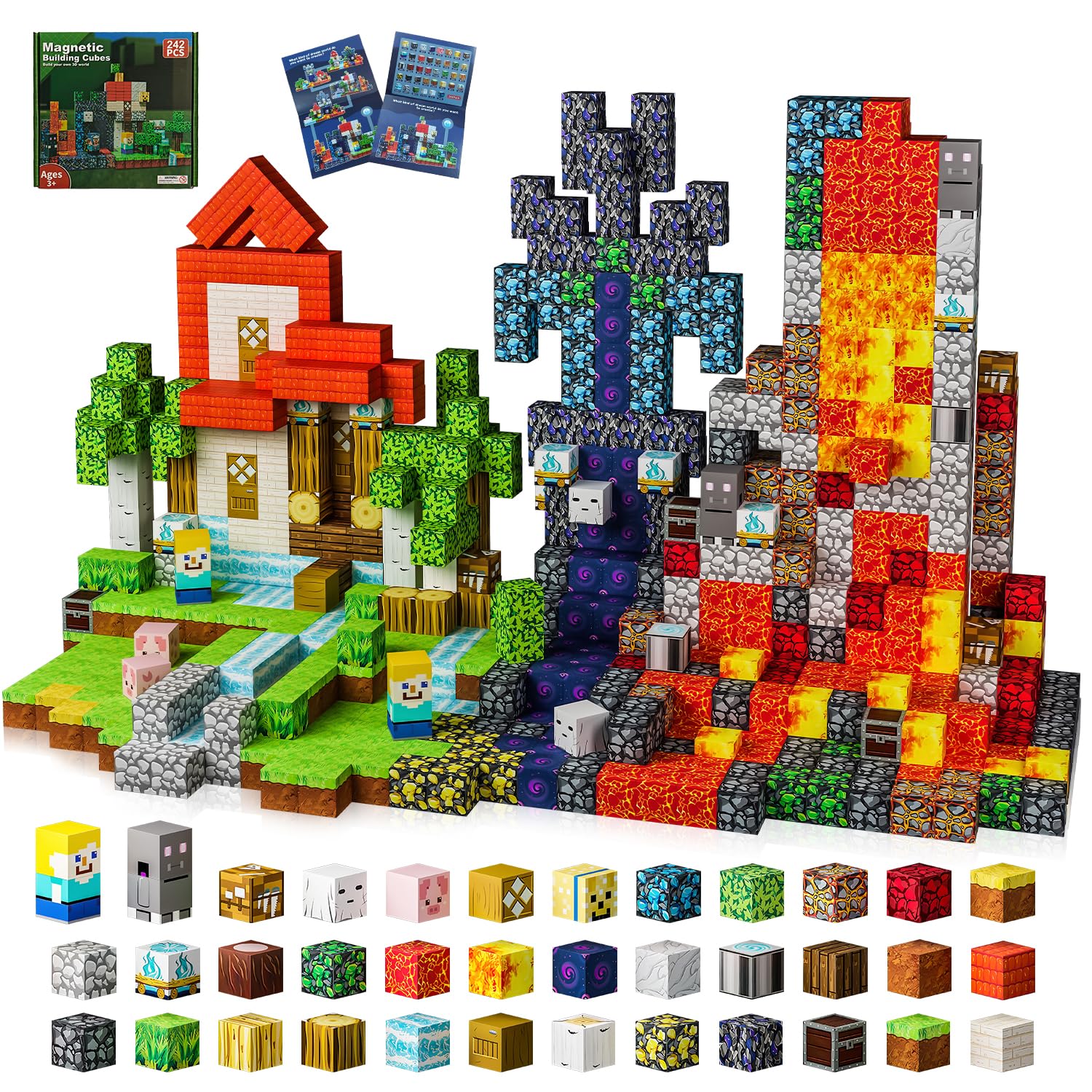 TKGPE 242-pcs 0.8-inch magnetic blocks set—builds colorful structures and sparks imaginative play.