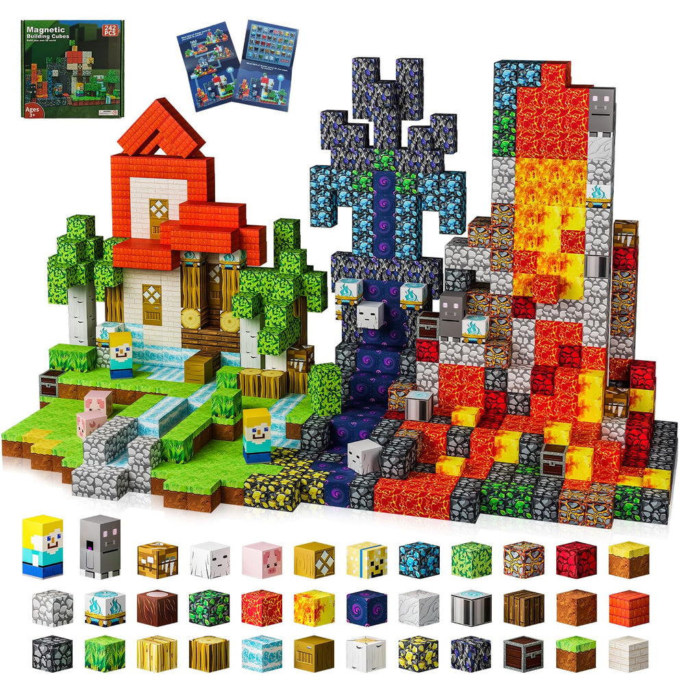 TKGPE 242-pcs 0.8-inch magnetic blocks set—builds colorful structures and sparks imaginative play.