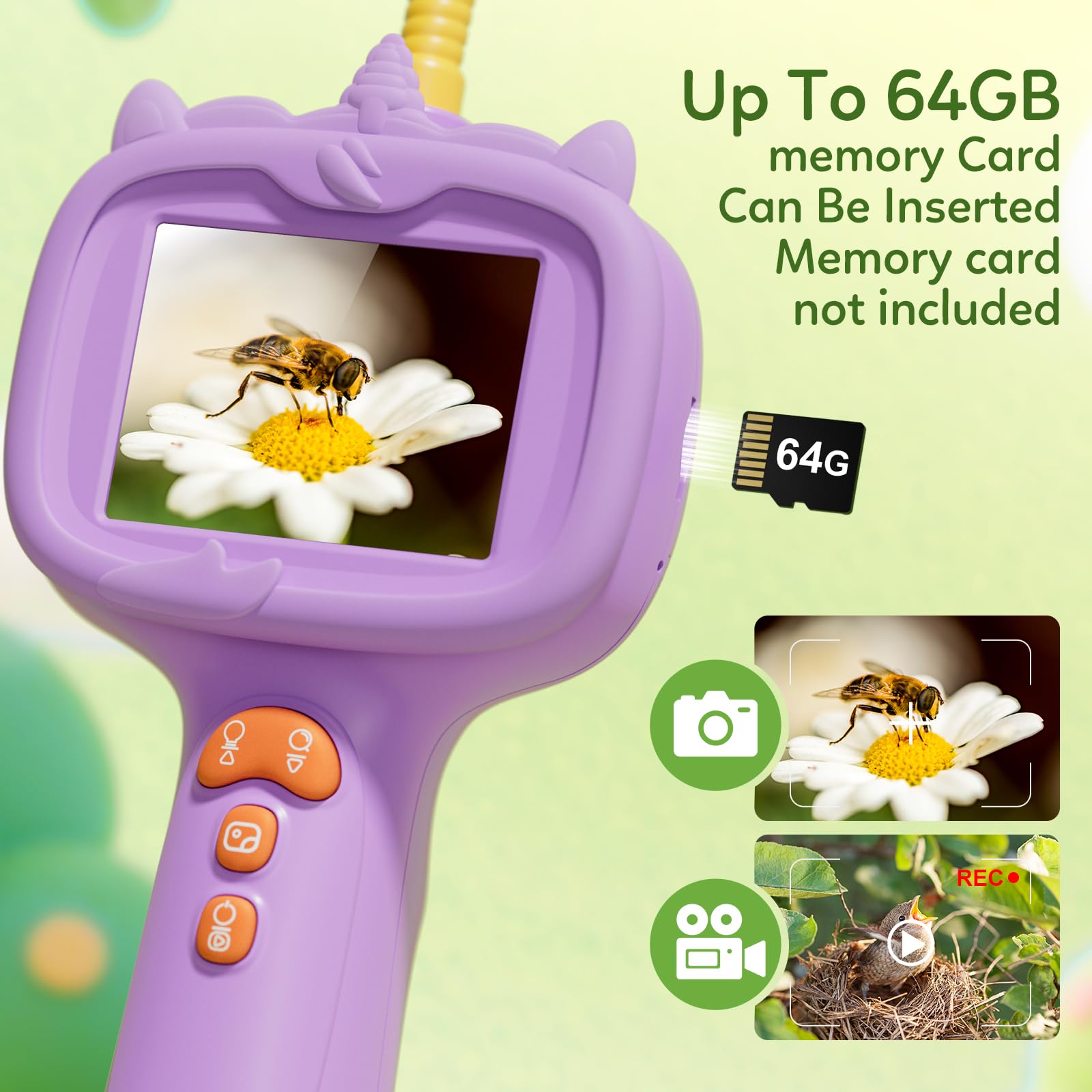 TKTKMETA kids borescope 2MP HD captures clear nature images.