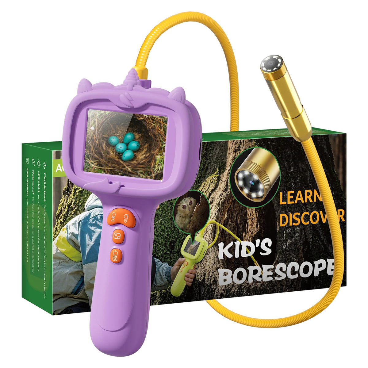 TKTKMETA kids borescope camera with 8 LEDs illuminates tiny details in the dark.