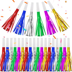 TKYZMS 24-pack metallic fringe blowers display vibrant colors for festive celebrations