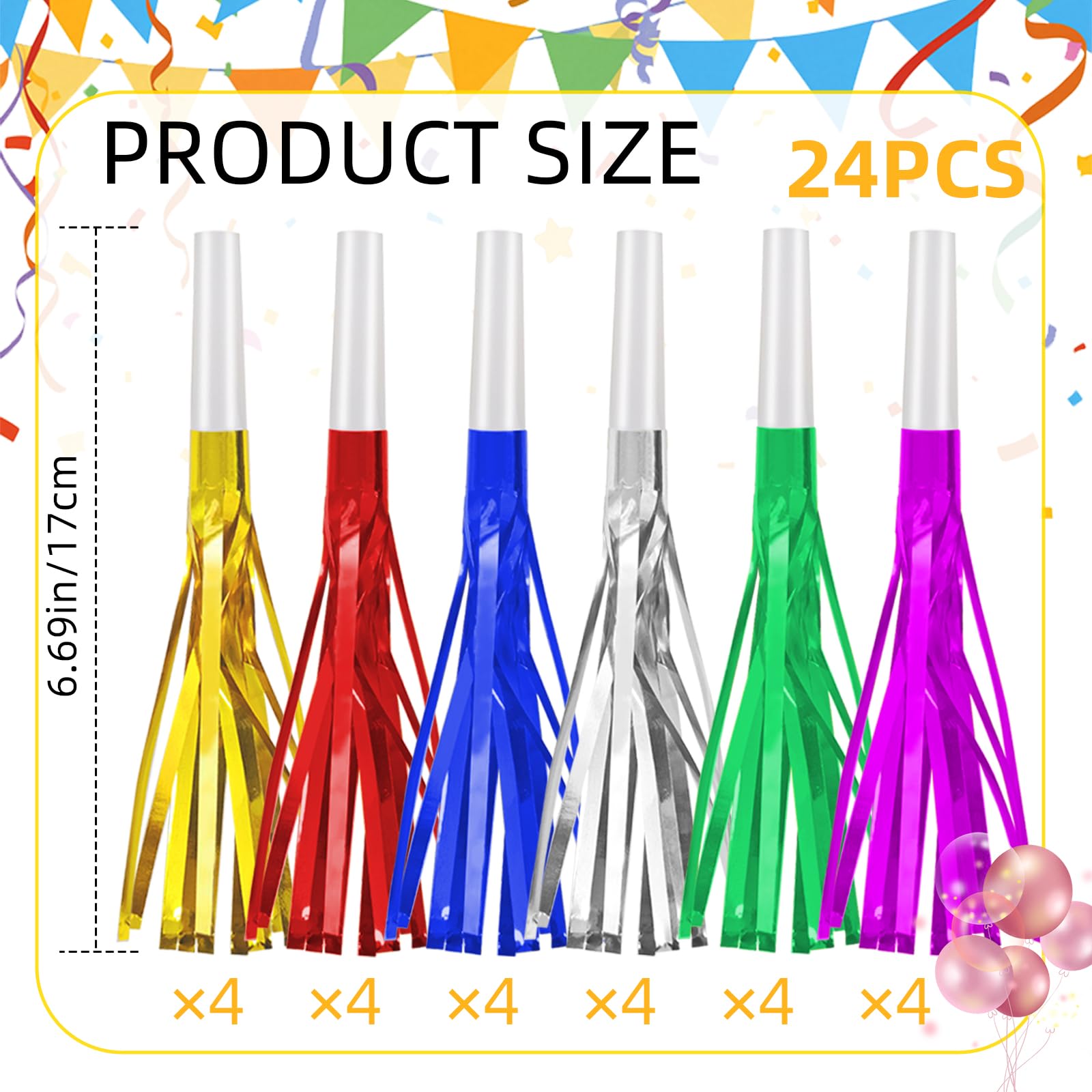Kids using TKYZMS blowers at a bright birthday party