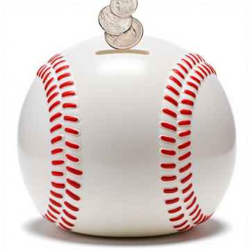 Tlence baseball piggy bank 6.3 inch demonstrates coin capacity for kids.