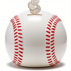 Tlence baseball piggy bank 6.3 inch demonstrates coin capacity for kids.
