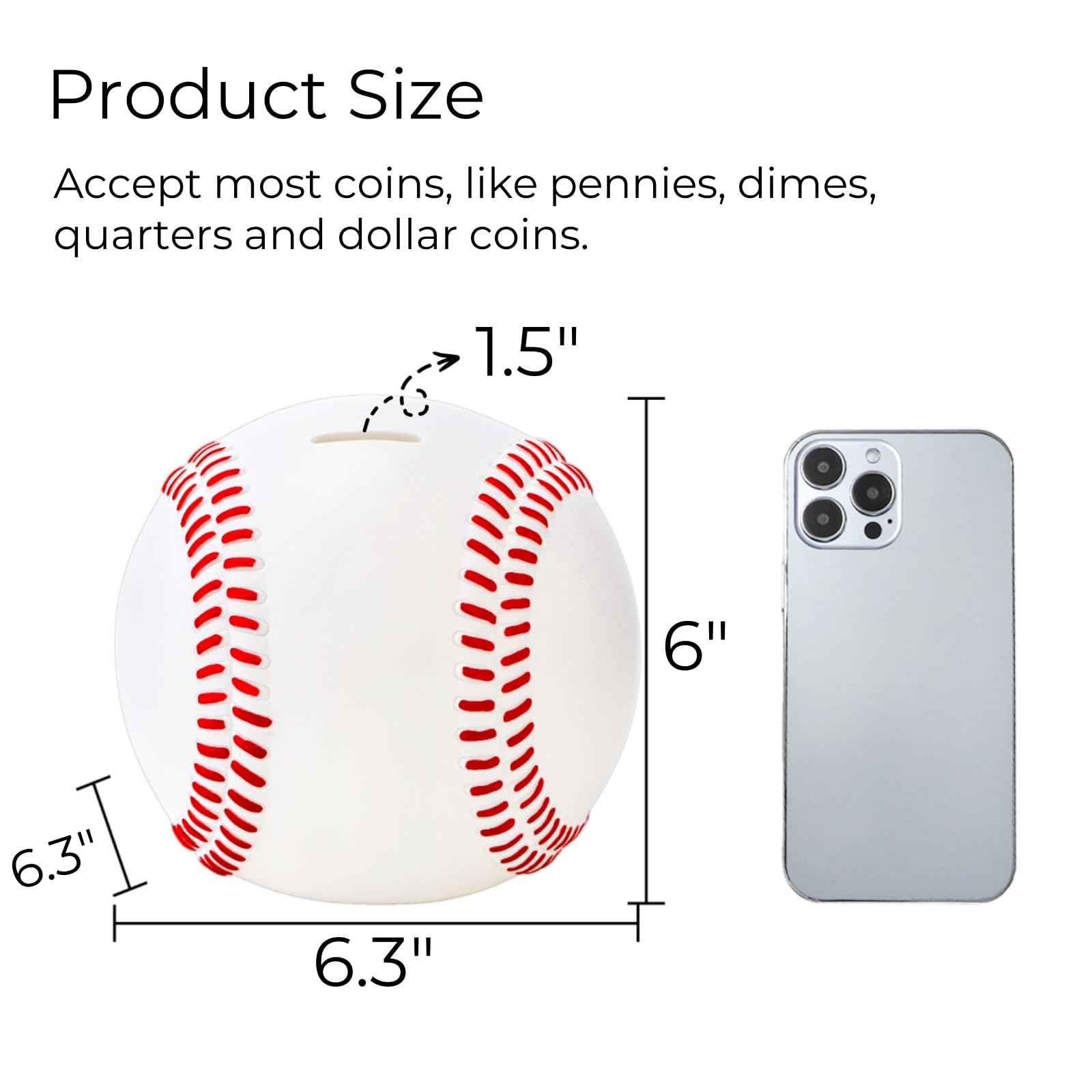 Tlence baseball piggy bank unbreakable shell endures drops and daily use.