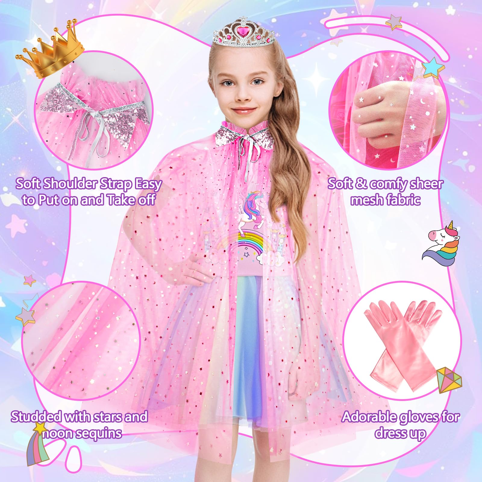 Tlooe princess dress set headband completes the look.