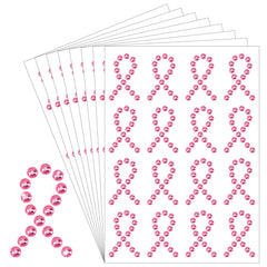 Tlswshsy pink ribbon gem sticker with 3D sparkle for breast cancer awareness events, enhances visibility on clothing.