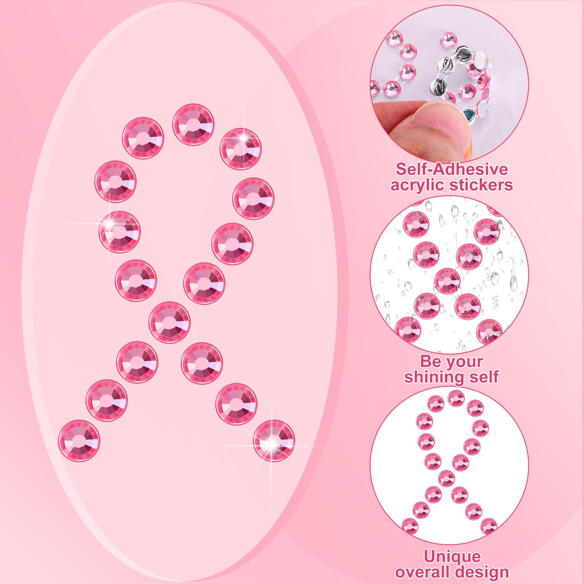 Tlswshsy self-adhesive acrylic sticker pack sticks easily to apparel and accessories.