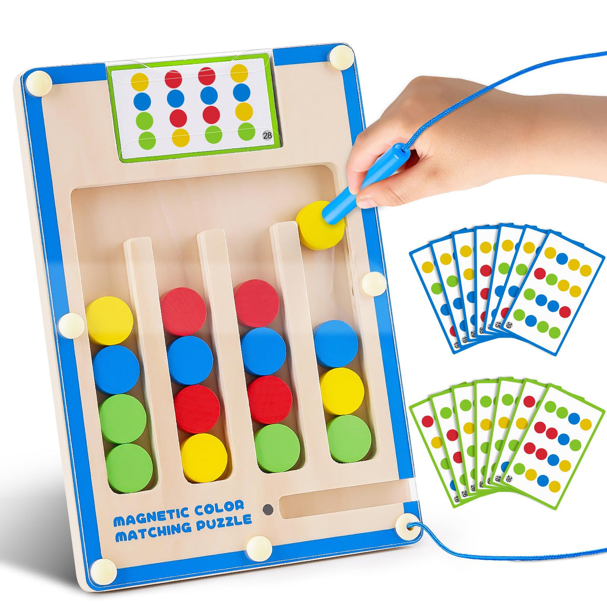 TMGOT Montessori magnetic wooden puzzle promotes color recognition and problem solving