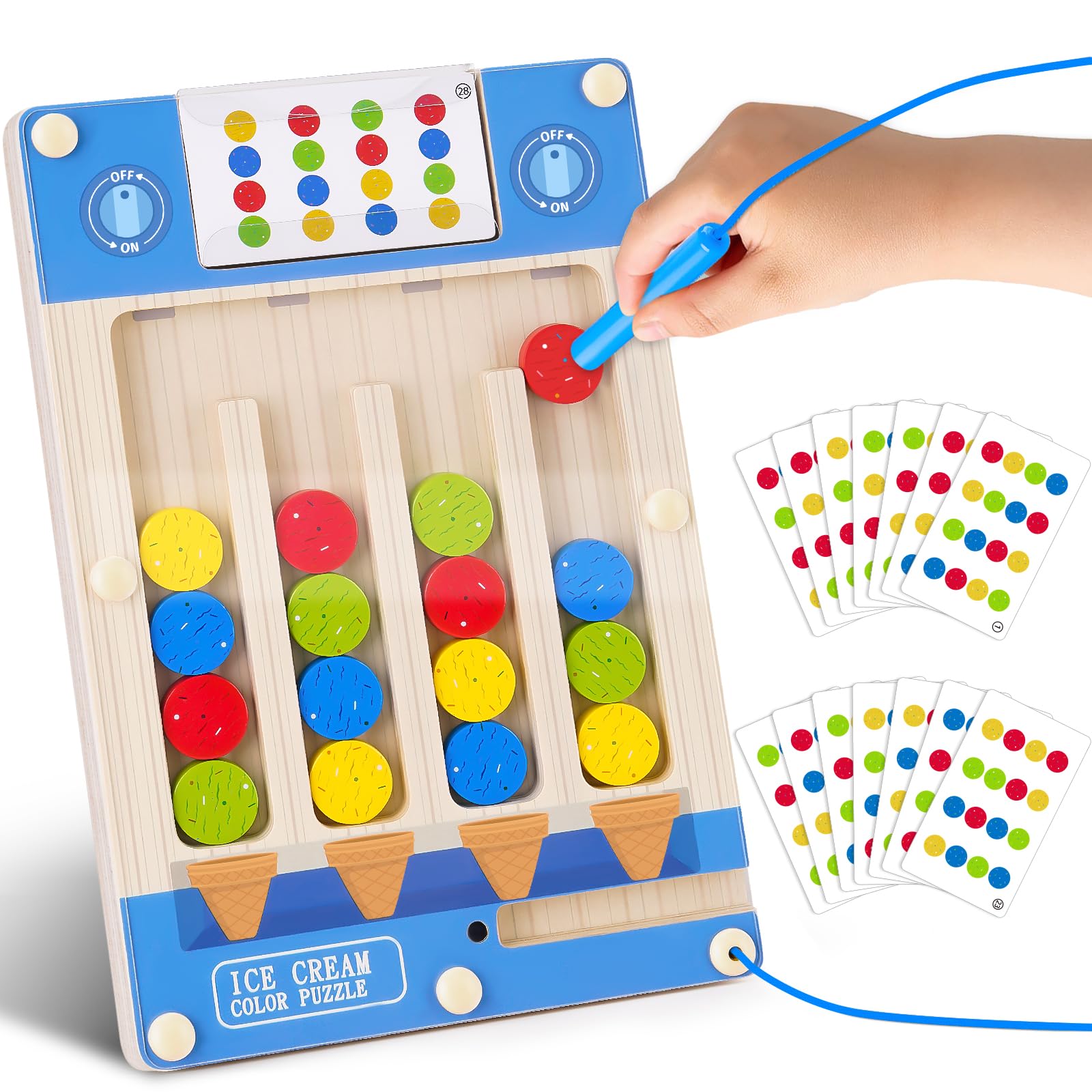 TMGOT montessori wooden sensory puzzle focusing on color recognition and fine motor skills.