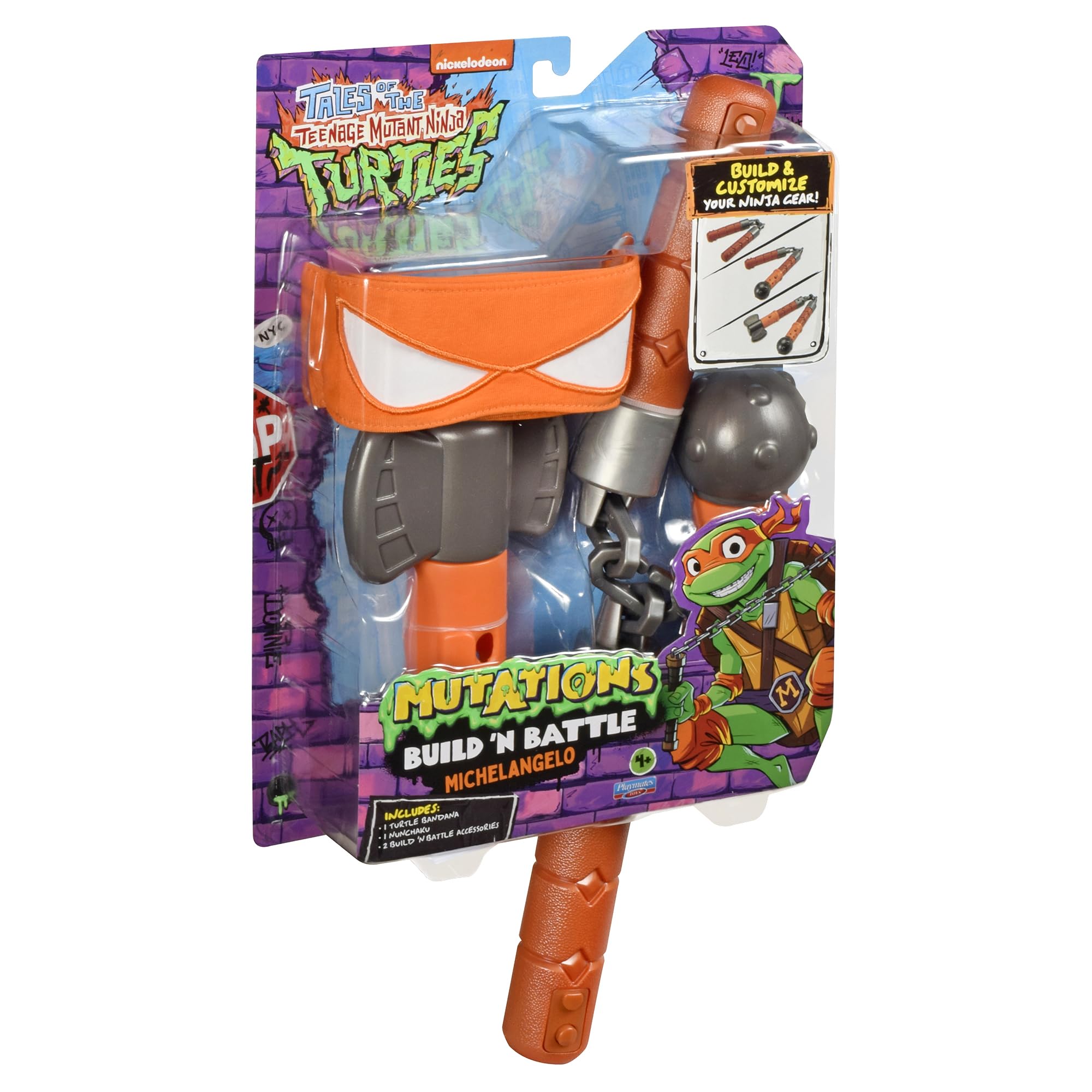 TMNT Build N Battle customization action encourages creative weapon configurations