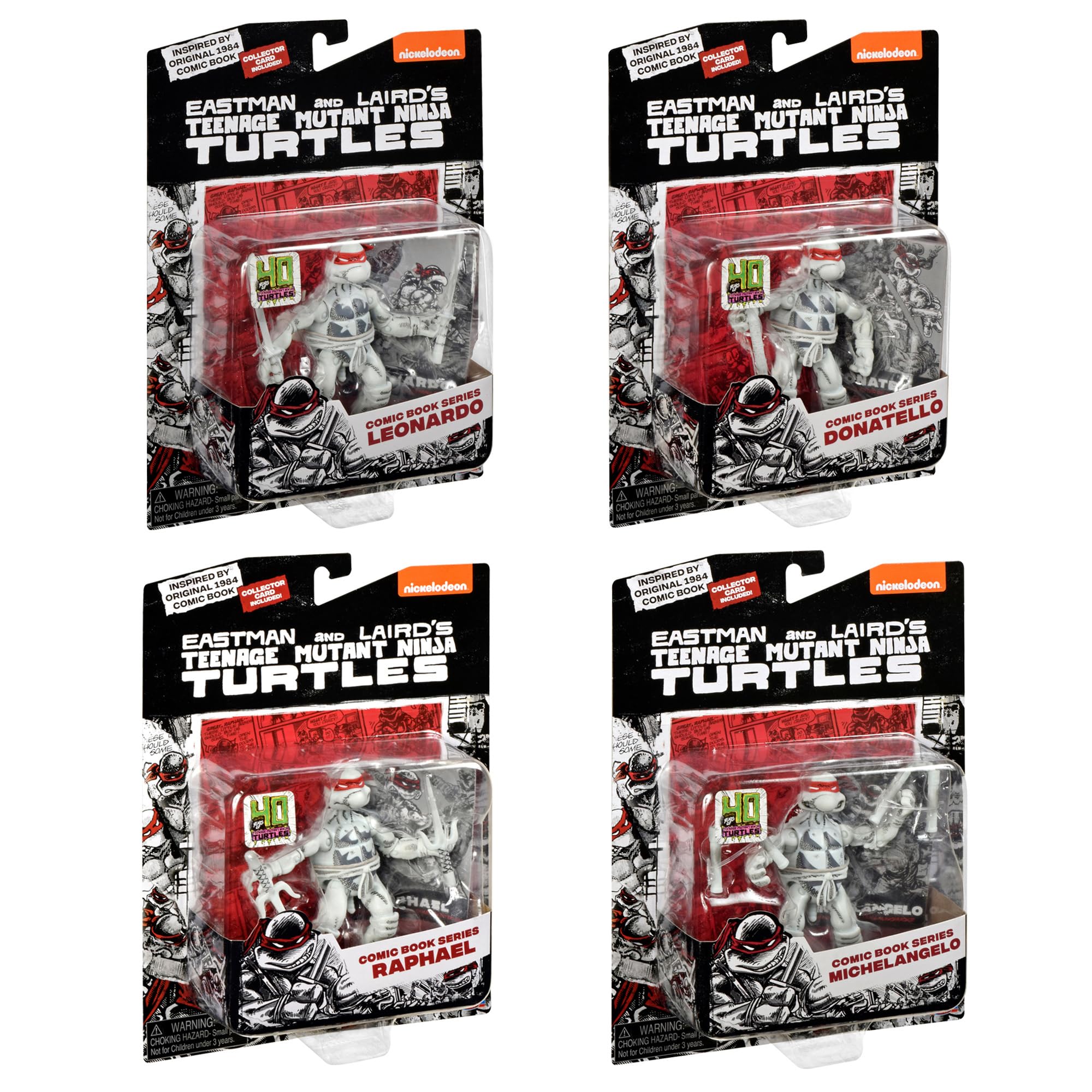 TMNT B&W four-pack packaging emphasizes collectible packaging for fans