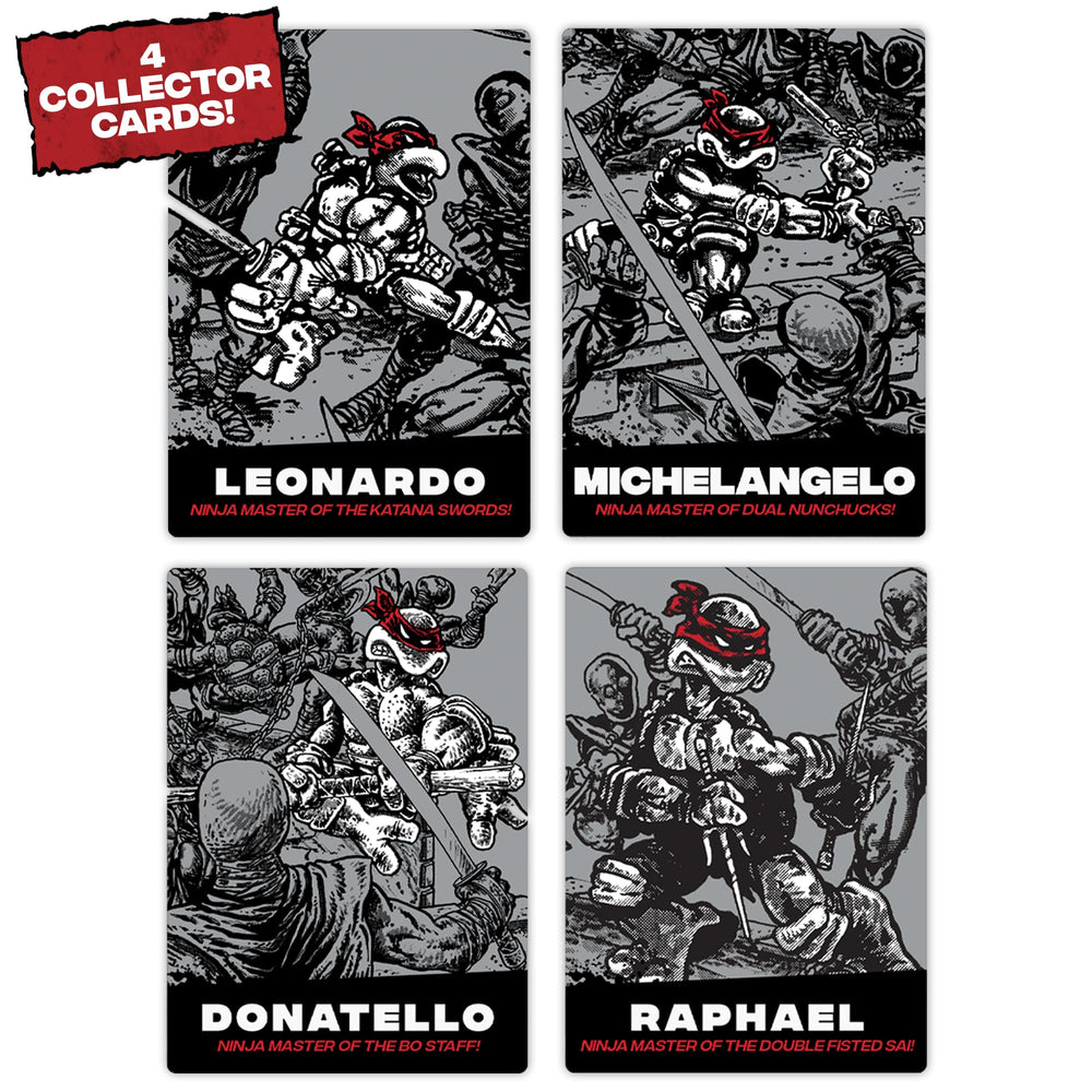 TMNT B&W four-pack side angle emphasizes compact display on shelves