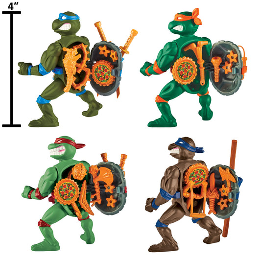 TMNT classic 4-inch turtles back shell accessories show easy storage and ready-to-assemble gear