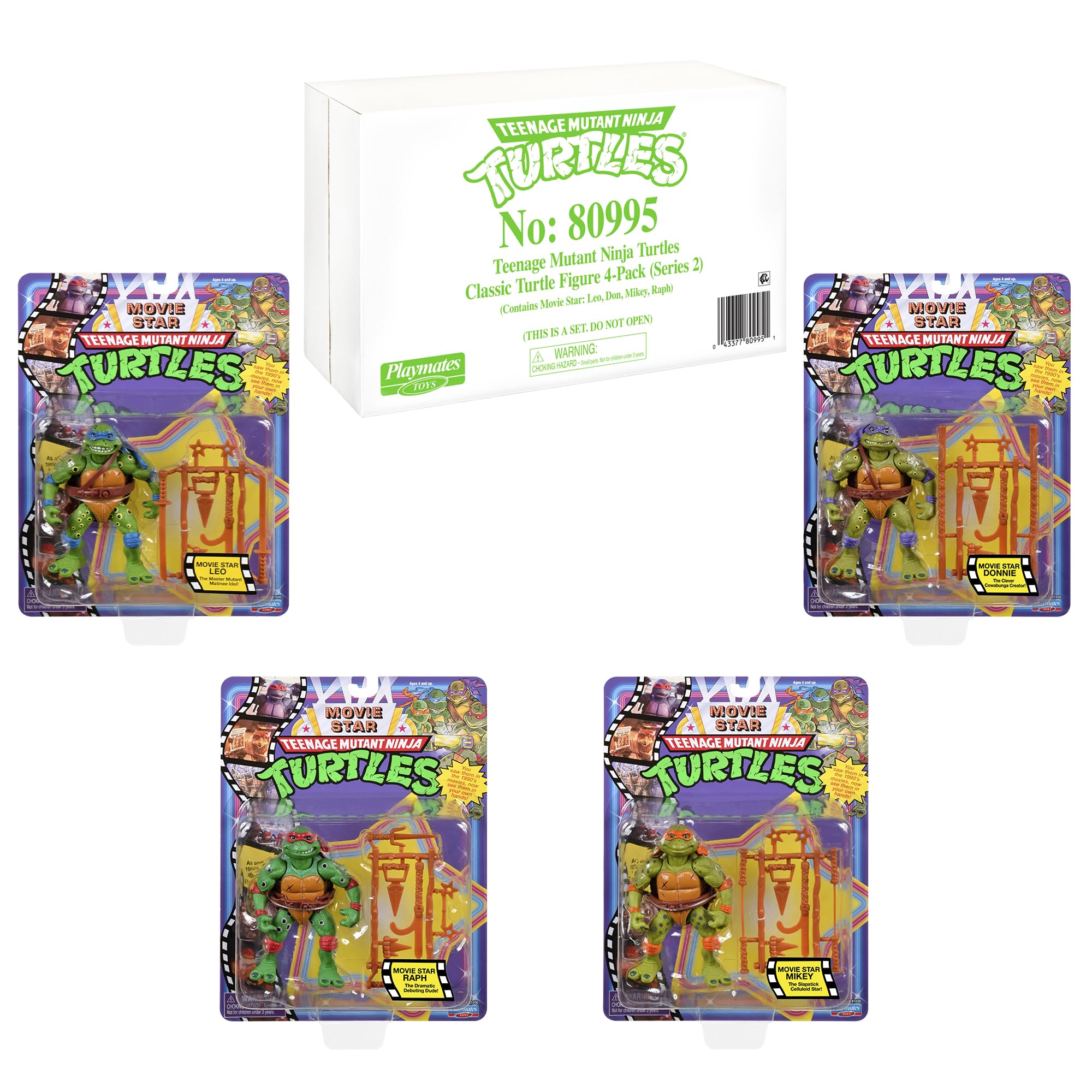 TMNT Classic Movie Star accessories arranged for play and display