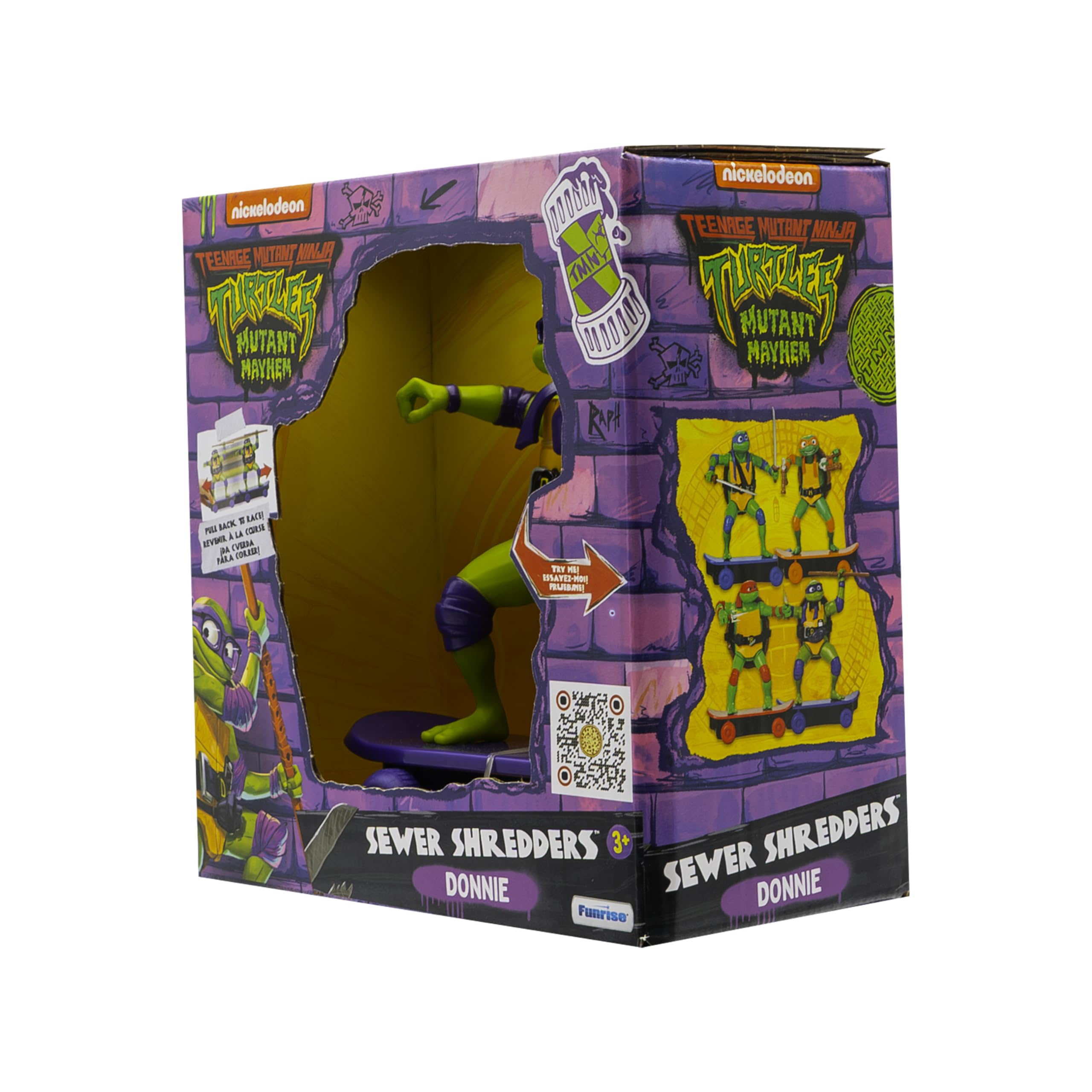 TMNT Donatello skate toy side profile emphasizes compact 5-inch figure.