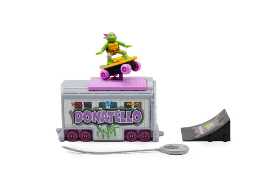 Donatello's purple subway car with graffiti sparks imaginative play.