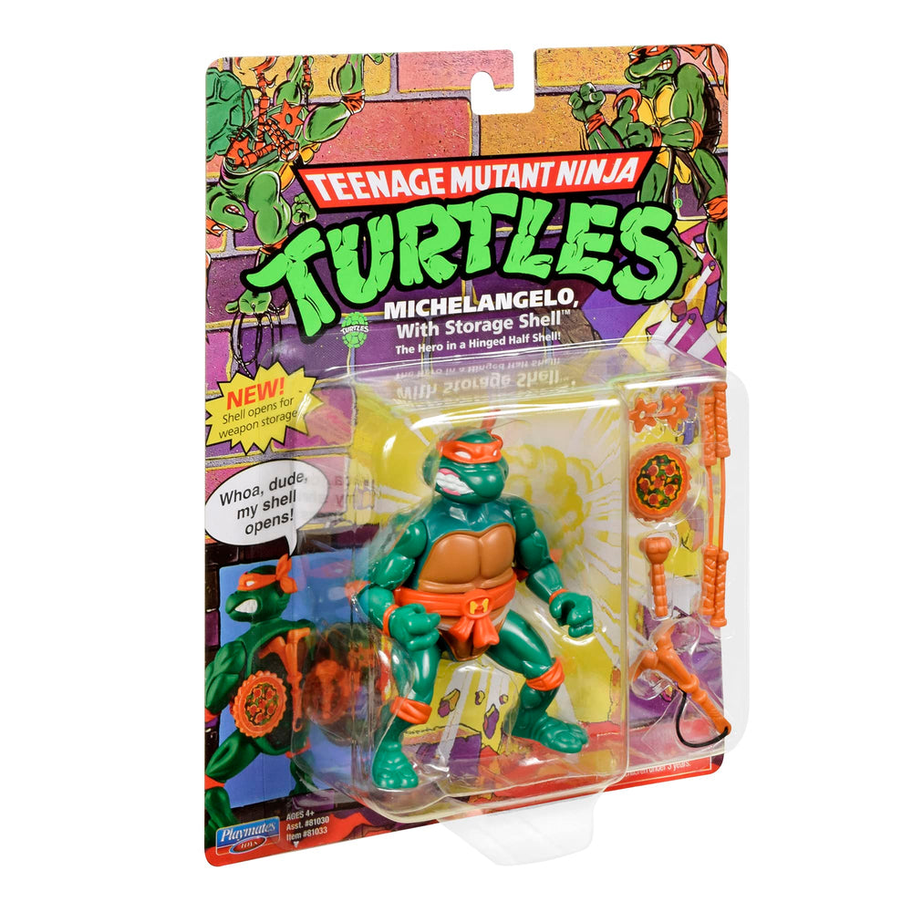 TMNT Michelangelo display-ready figure with authentic retro look for fans.