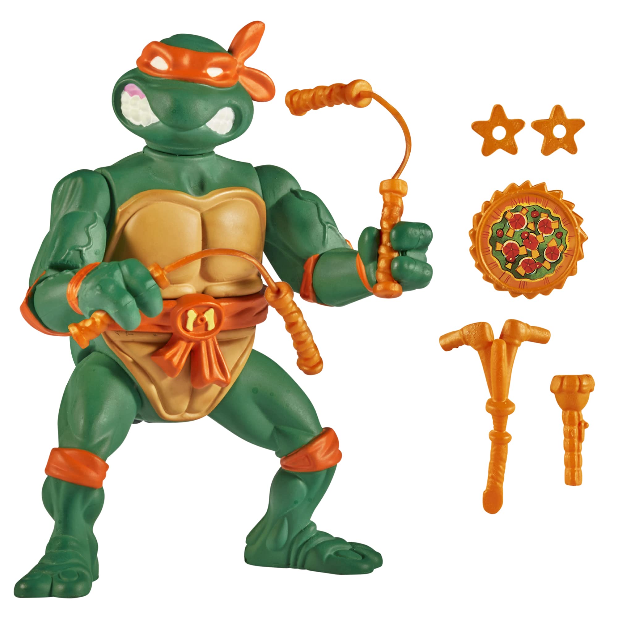 TMNT Michelangelo dynamic-pose figure suitable for shelf display.