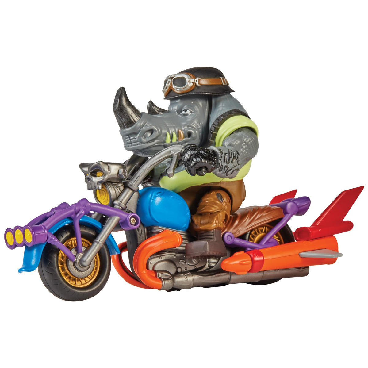 TMNT Mutant Mayhem Rocksteady on the Chopper Cycle for dynamic battle play