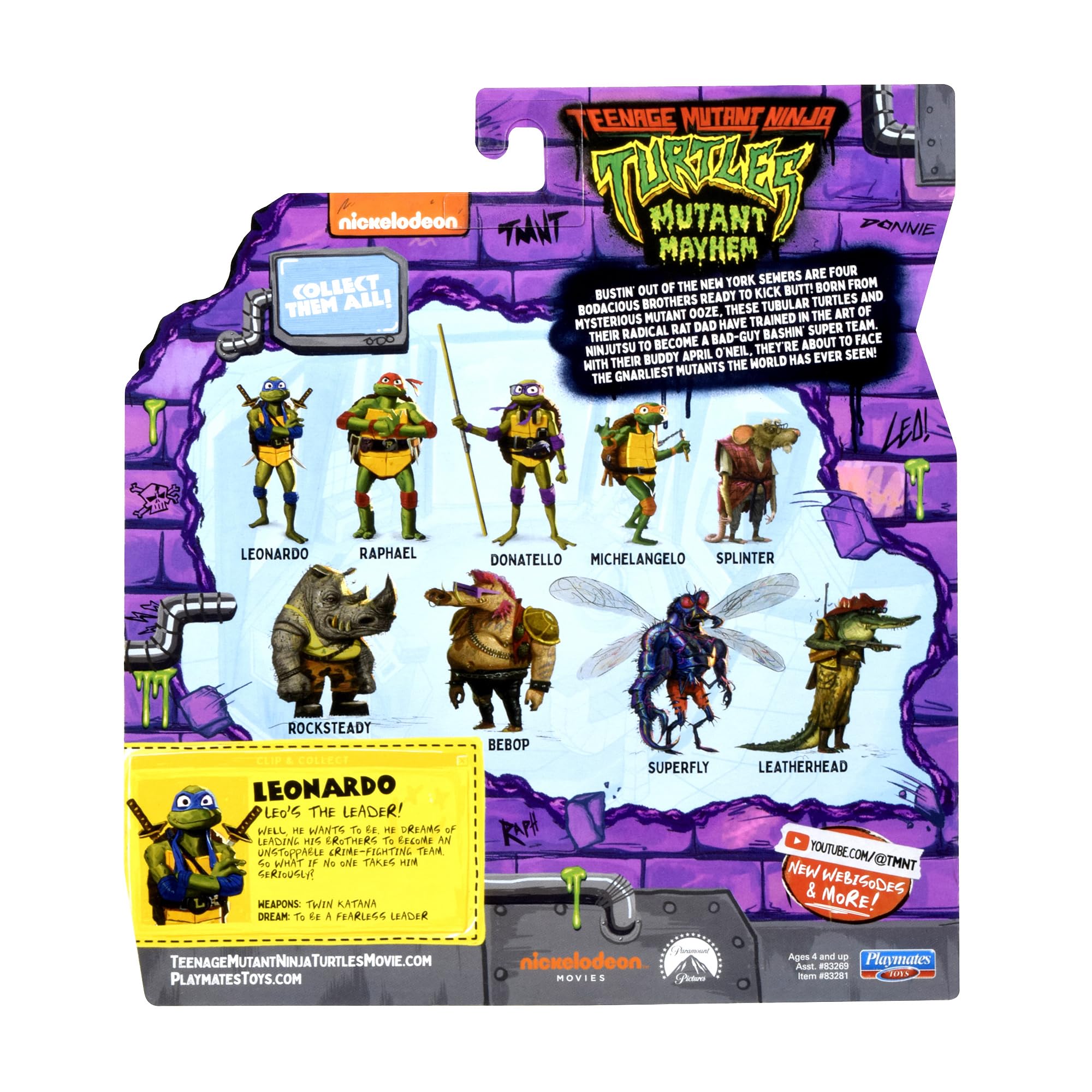 Leonardo hero pose for display and imaginative play in Mutant Mayhem.