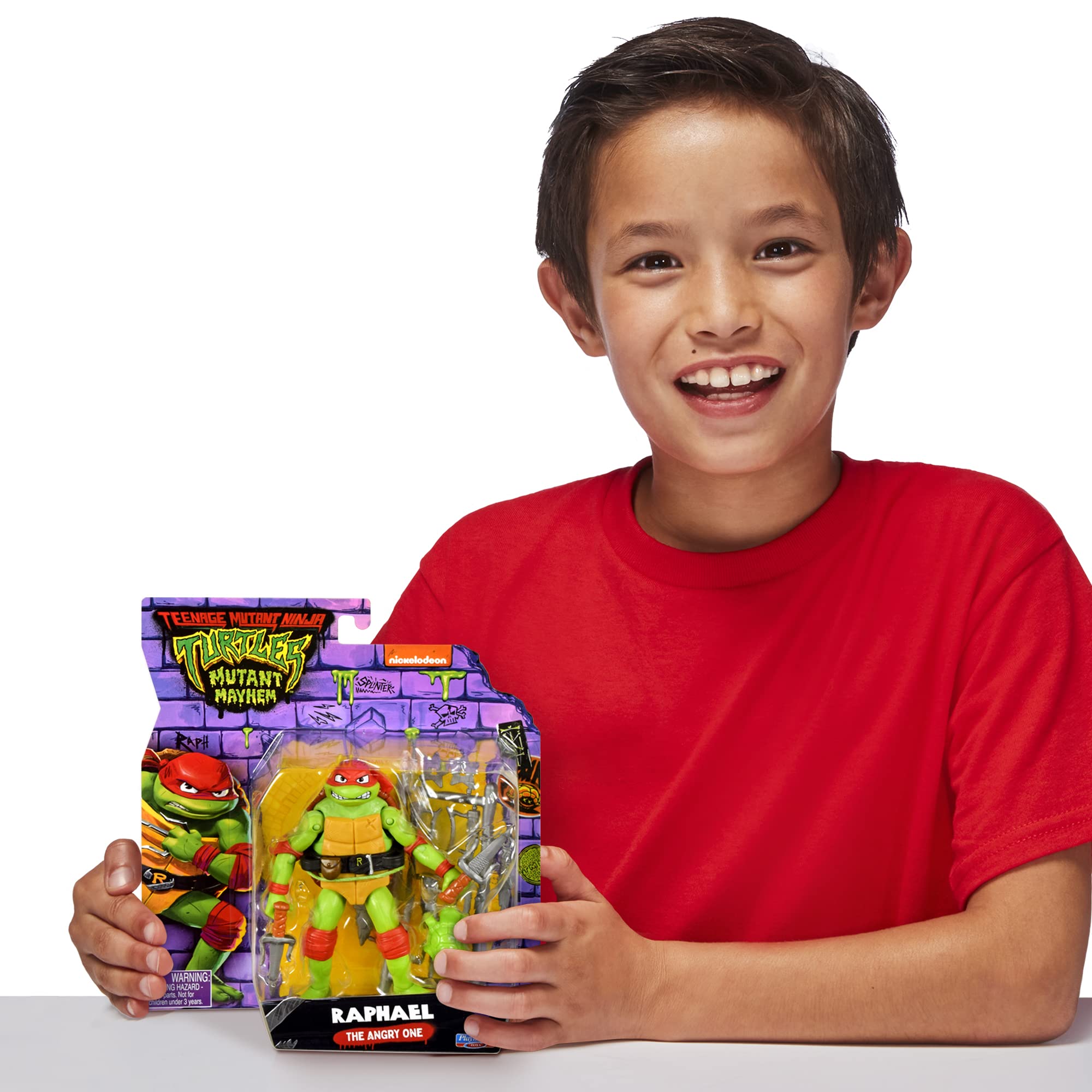 TMNT Raphael Mutant Mayhem poseable figure for versatile poses.