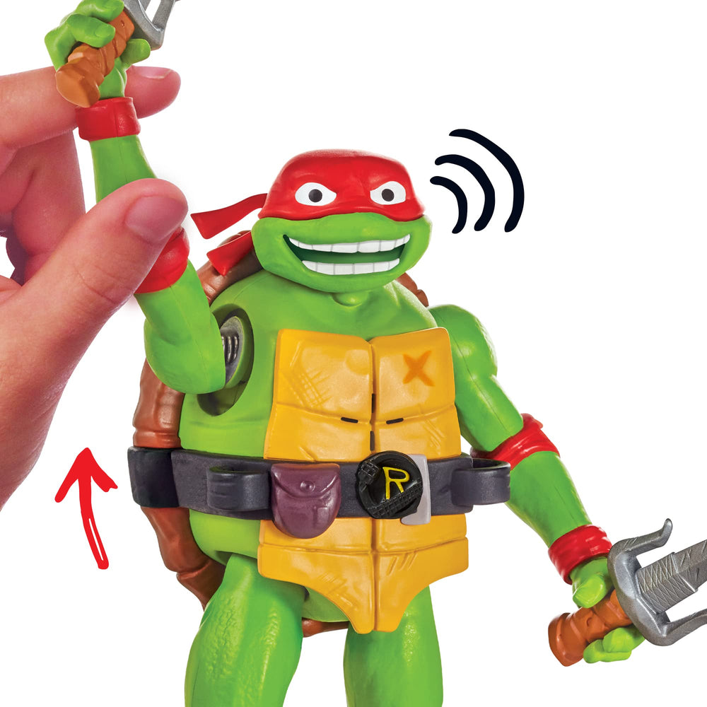 Raphael with spring-loaded arm ready to shout iconic movie lines