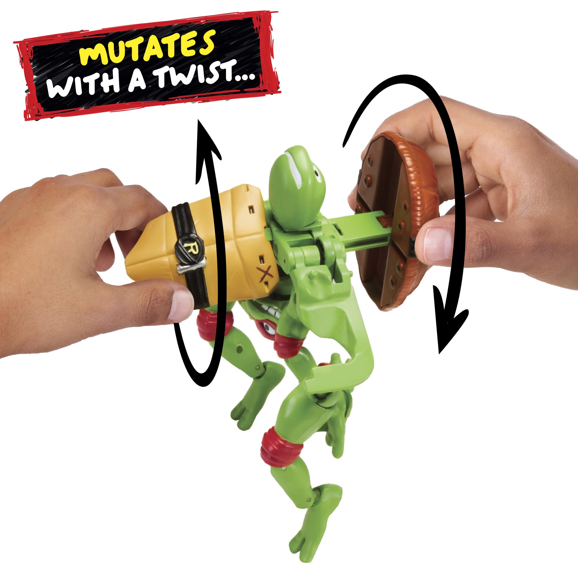 TMNT Raphael ninja-shell action highlights the shell-based transformation detail.