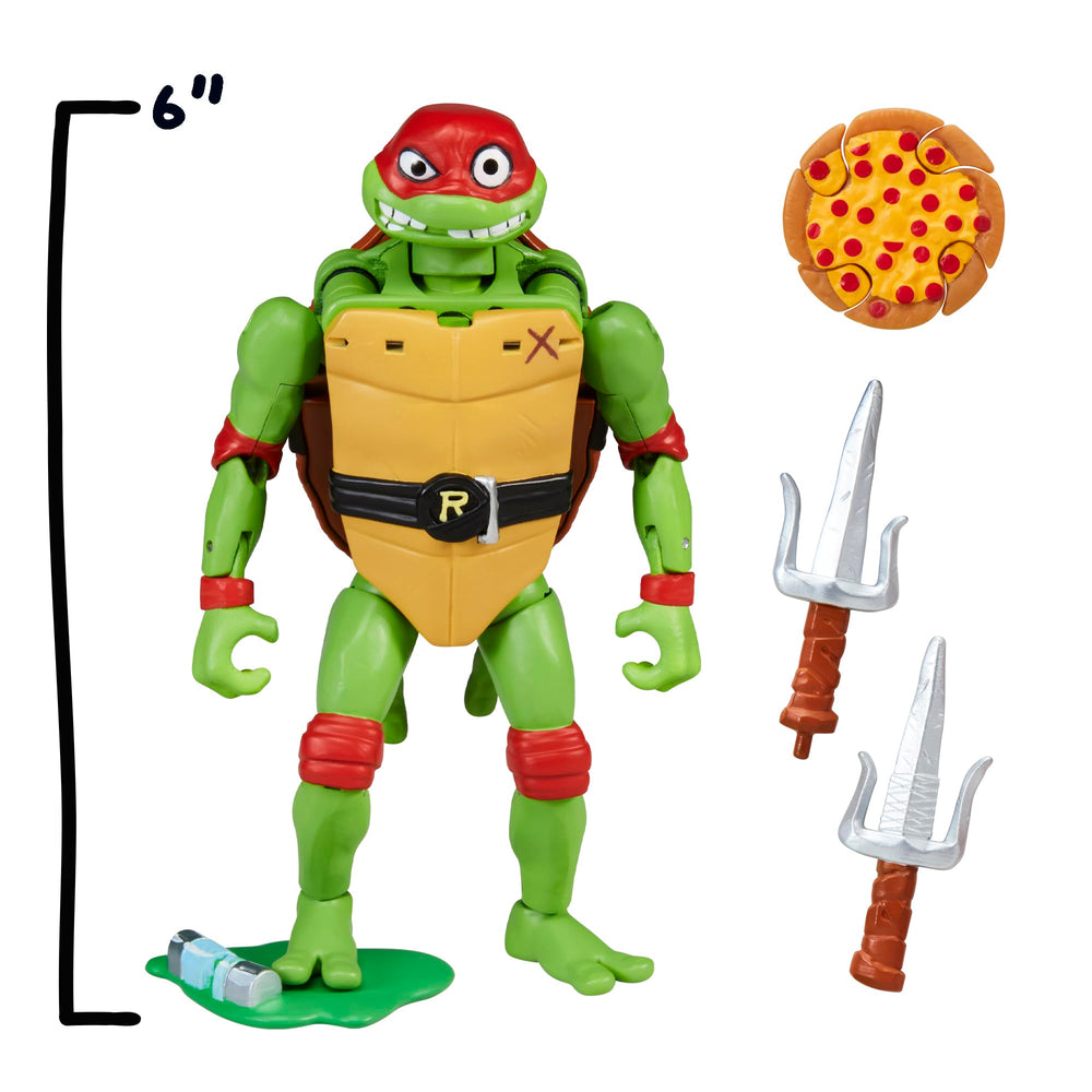 TMNT Raphael pizza shuriken included for imaginative battle scenarios.