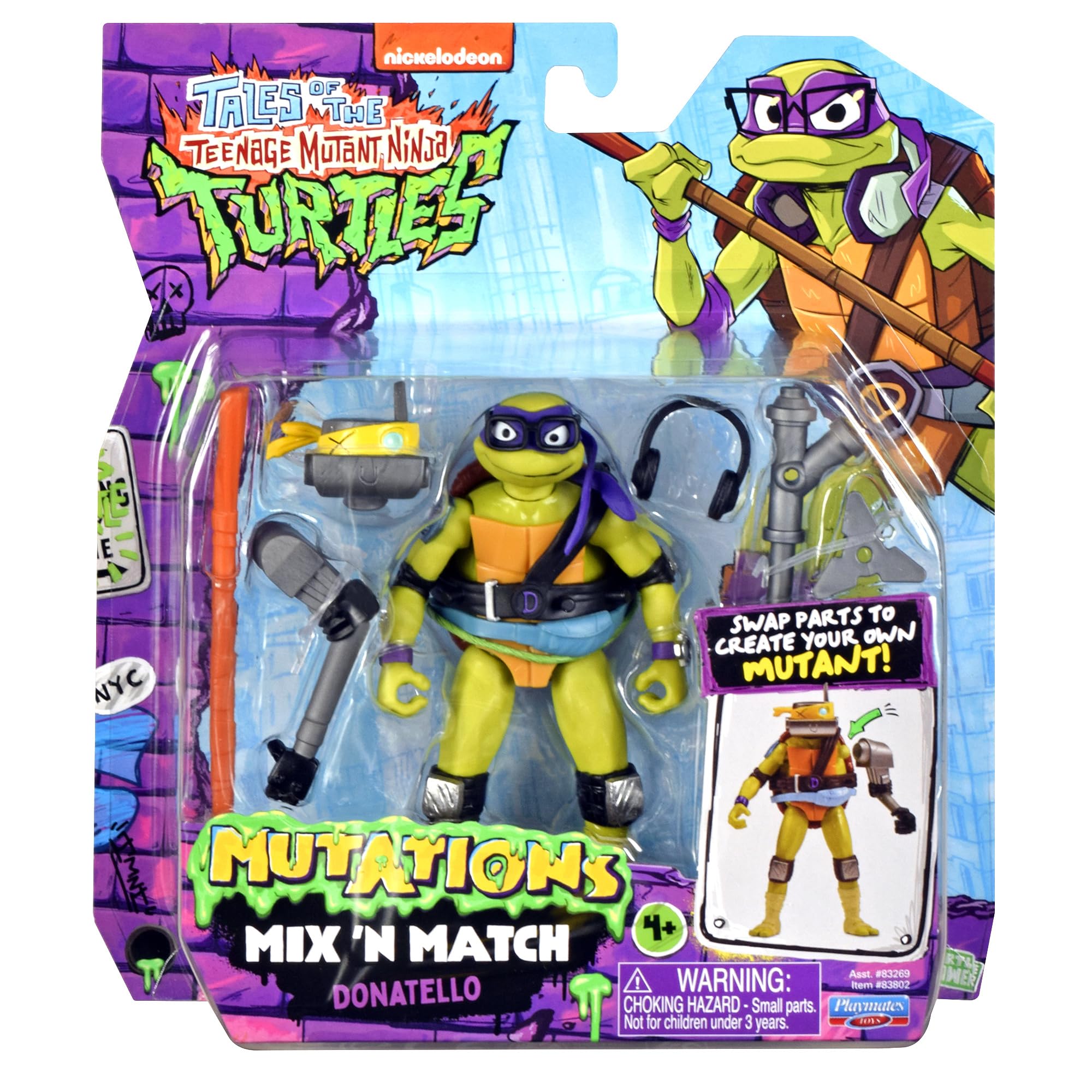 TMNT Mutations Donatello figure with accessories for customizable play