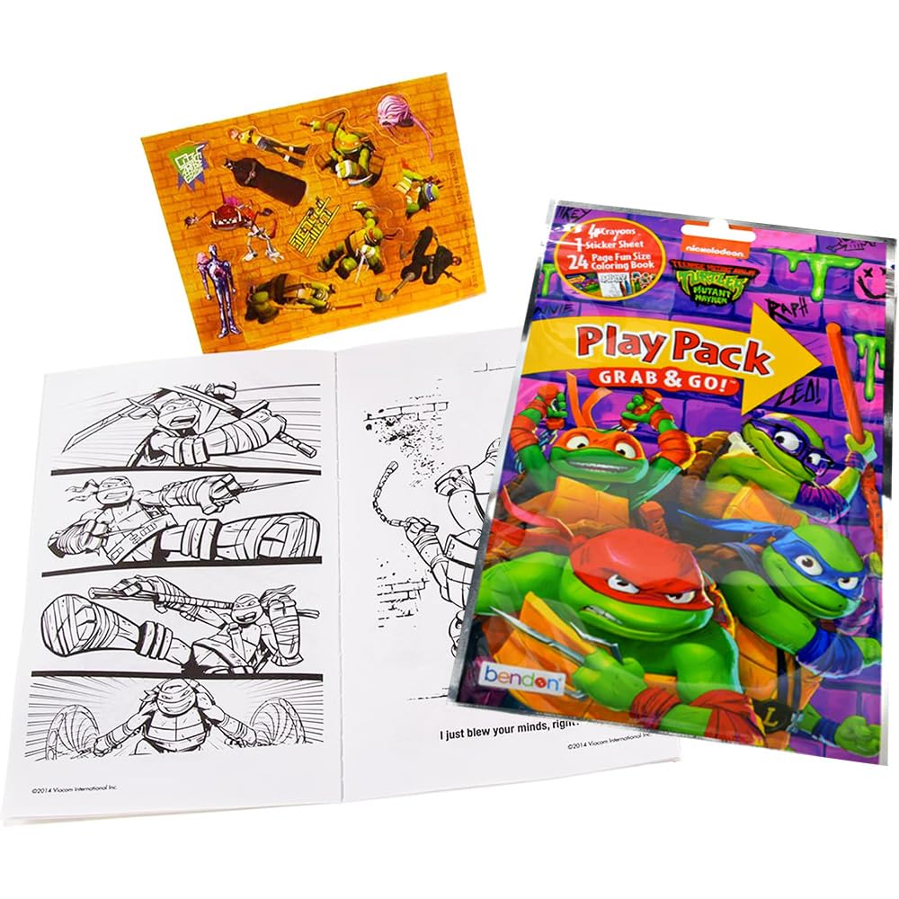 TMNT Play Pack with mini coloring book and stickers for on-the-go art