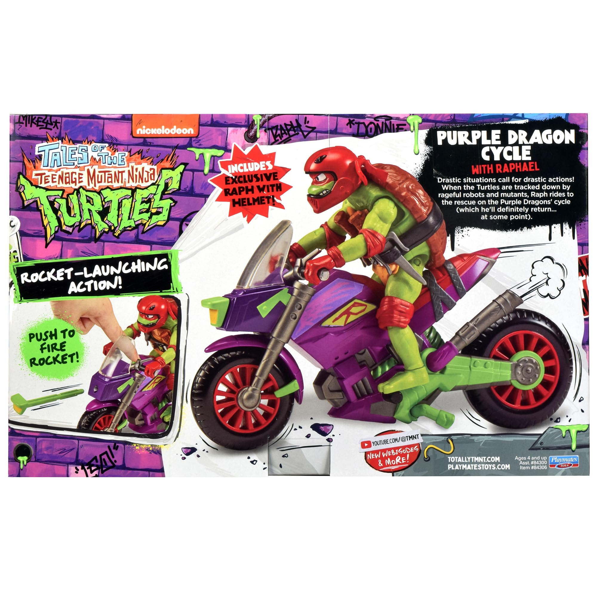 TMNT Purple Dragon Battle Cycle in city scene for dynamic play