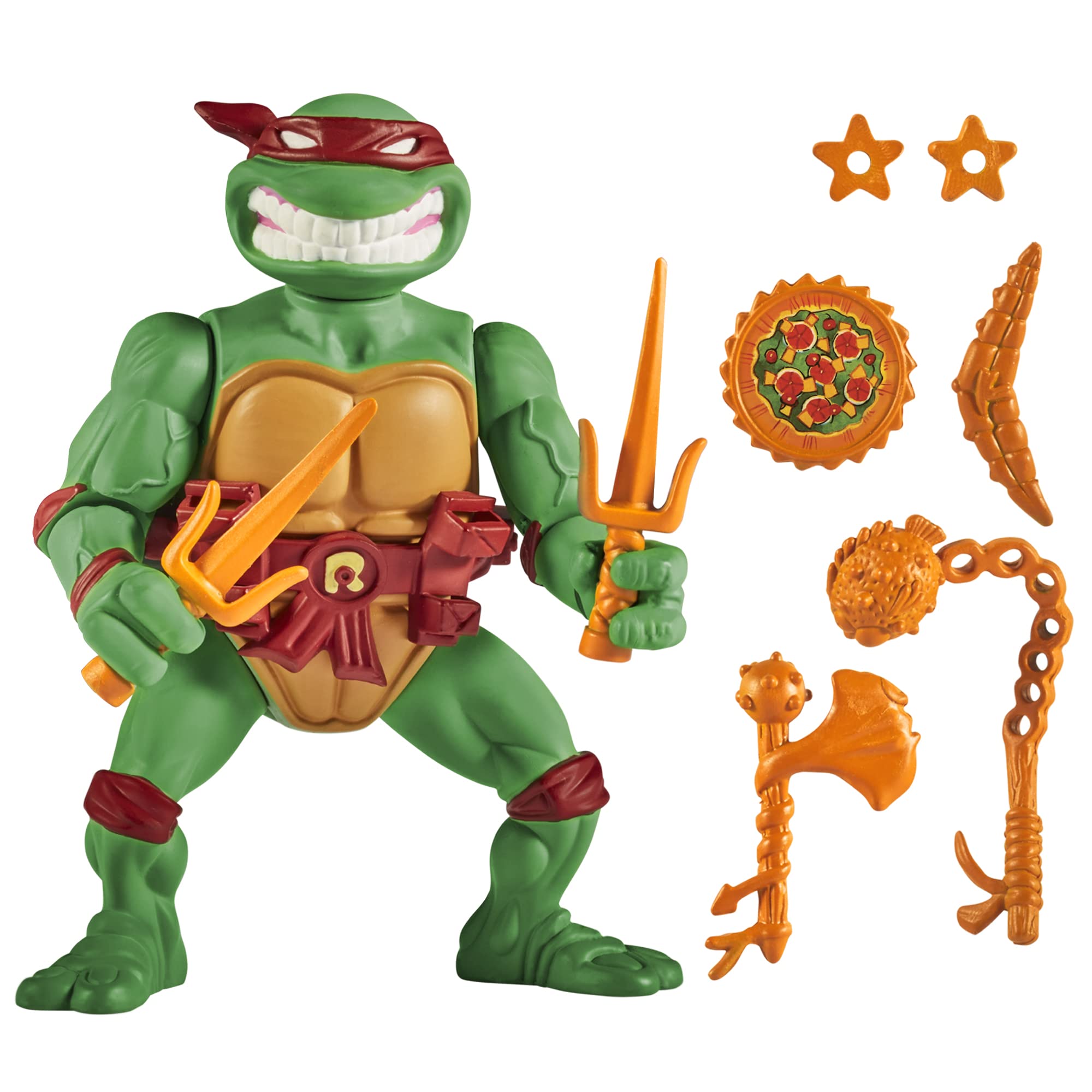 TMNT Raphael classic 4-inch detail highlights vibrant colors and signature shell styling.