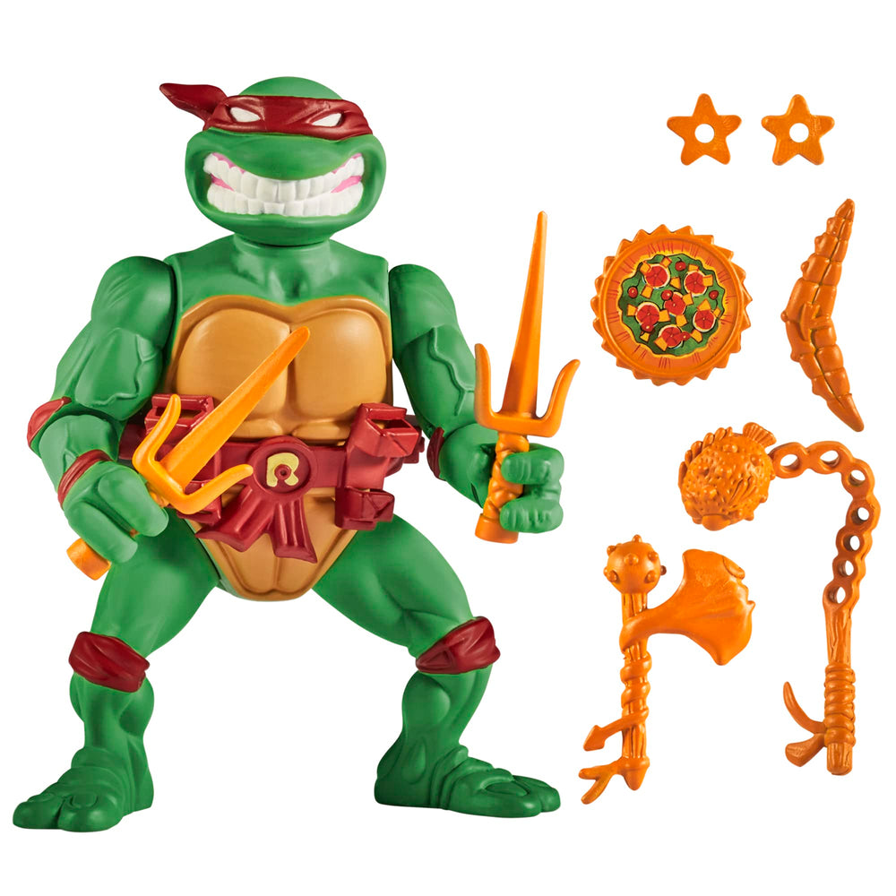 TMNT Raphael classic 4-inch detail highlights vibrant colors and signature shell styling.