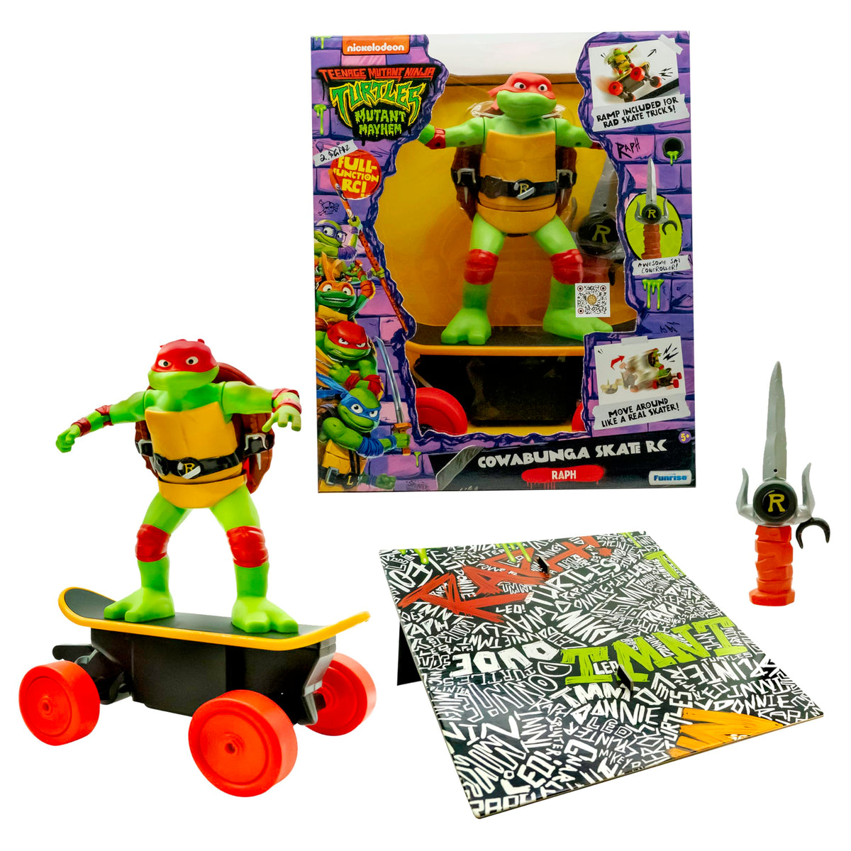 TMNT Raphael Cowabunga RC Skateboard in vivid movie-inspired styling for kids' play