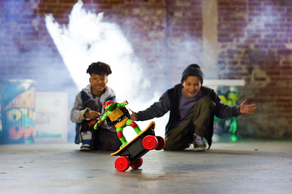 Compact and portable TMNT RC skateboard ready for travel and play