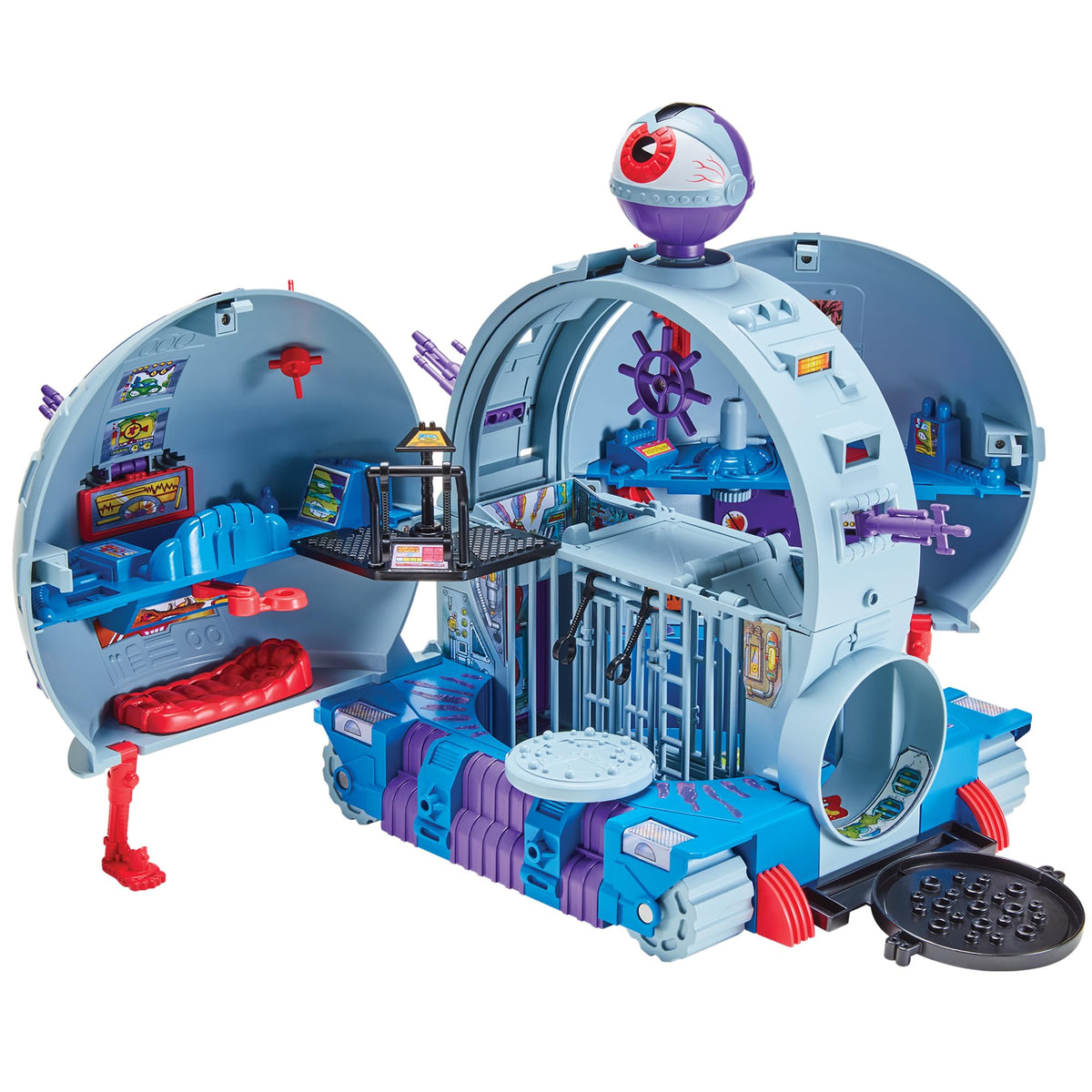 TMNT Technodrome playset front view shows bold retro fortress design for display