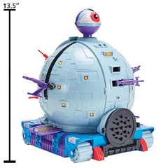 TMNT Technodrome playset side view highlights sturdy, immersive battle base for imaginative play