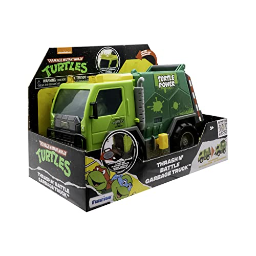 TMNT Thrash N’ Battle garbage truck back view reveals turtle character behind wheel