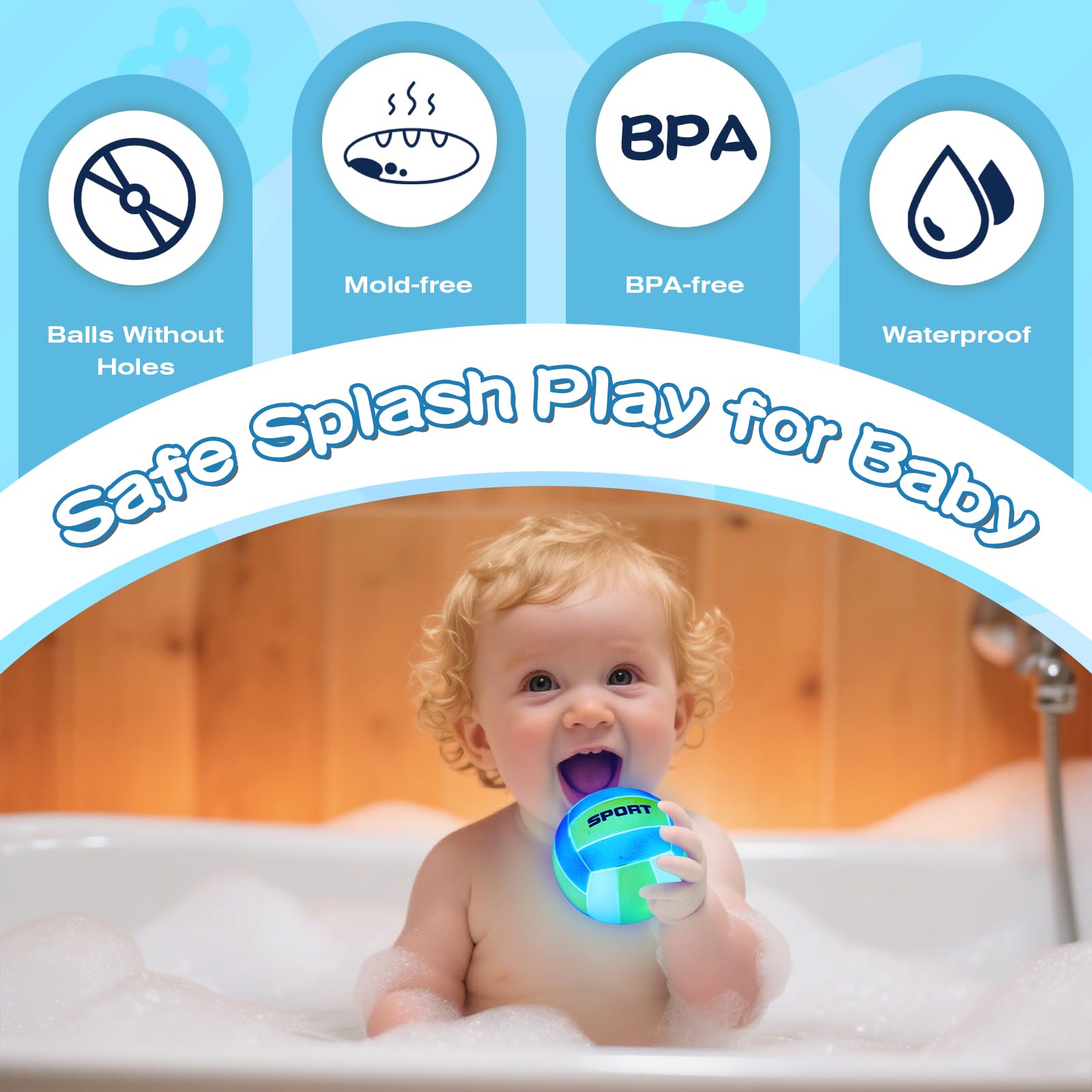 TNOIE baby-safe hoop toy with smooth edges for gentle bath contact.