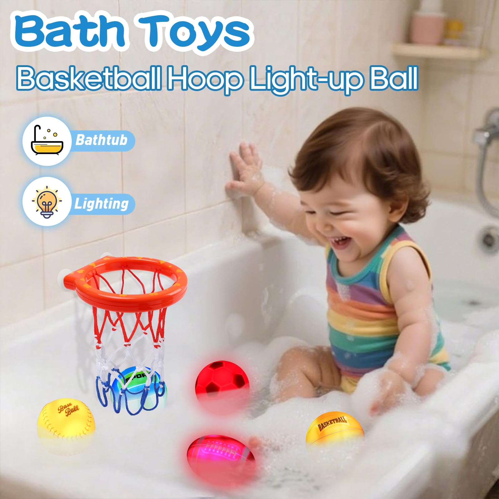 TNOIE light-up bath toys sensory lights create visual input during water play.