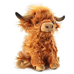 Toaje Highland Cow plush after unboxing, puffed up and inviting.