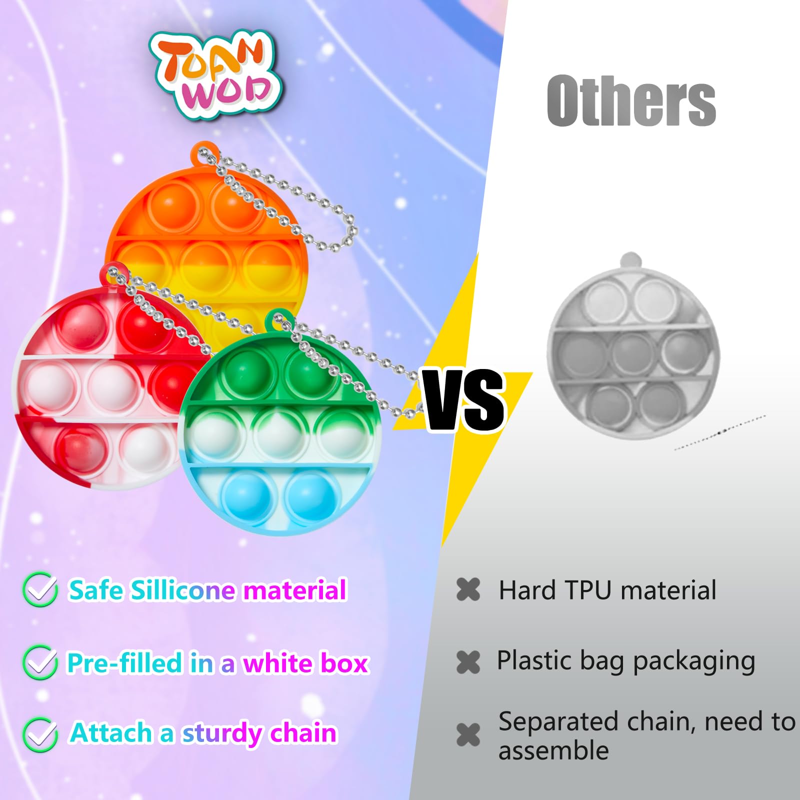 TOANWOD soft silicone fidget toy, BPA-free, offering safe sensory play.