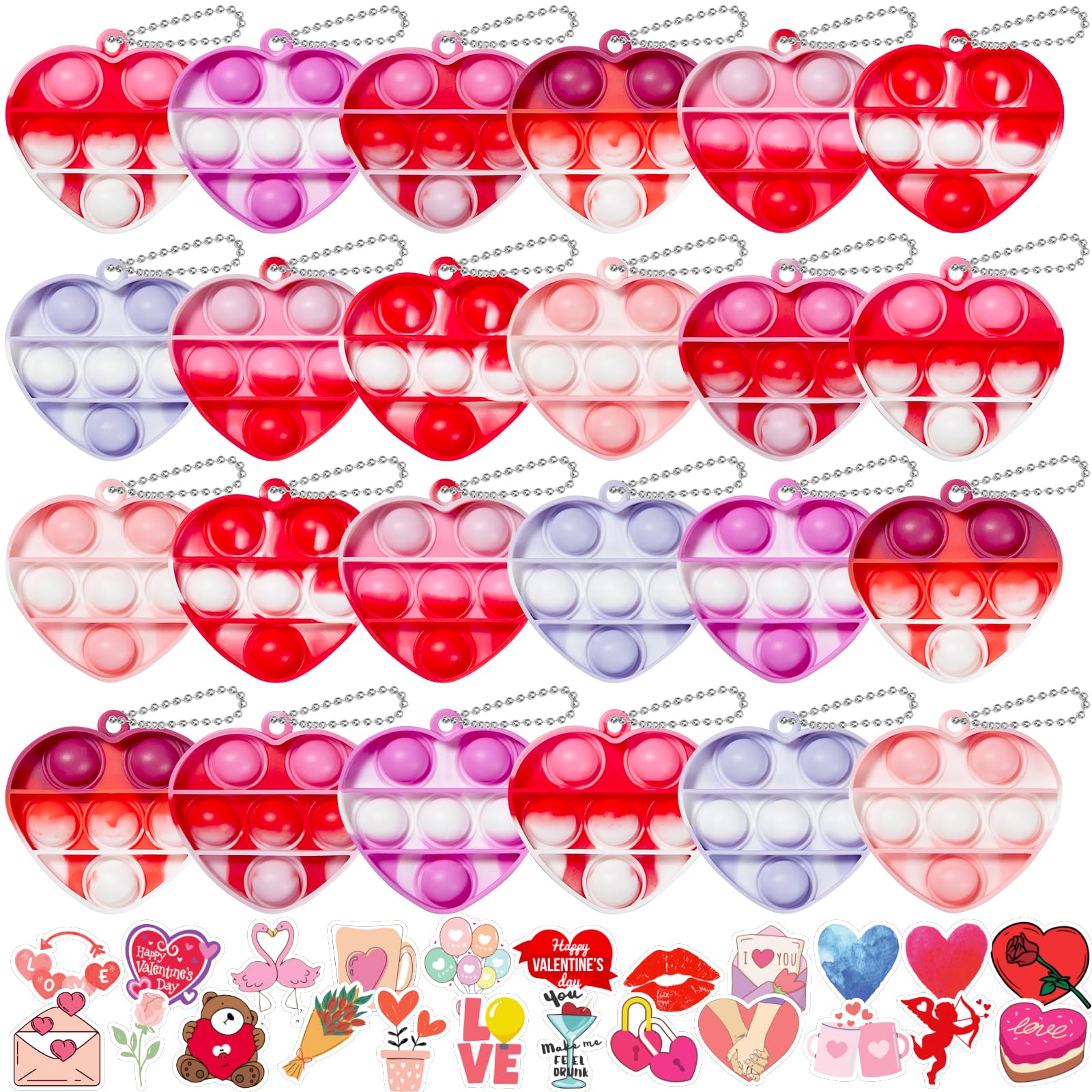 TOANWOD valentines pop keychain pack classroom prizes and party favors.