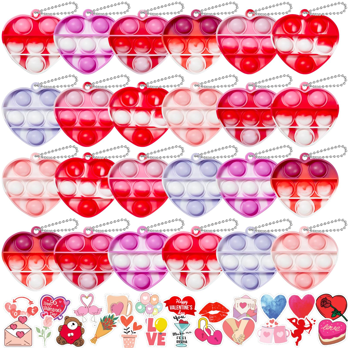 TOANWOD valentines pop keychain pack classroom prizes and party favors.