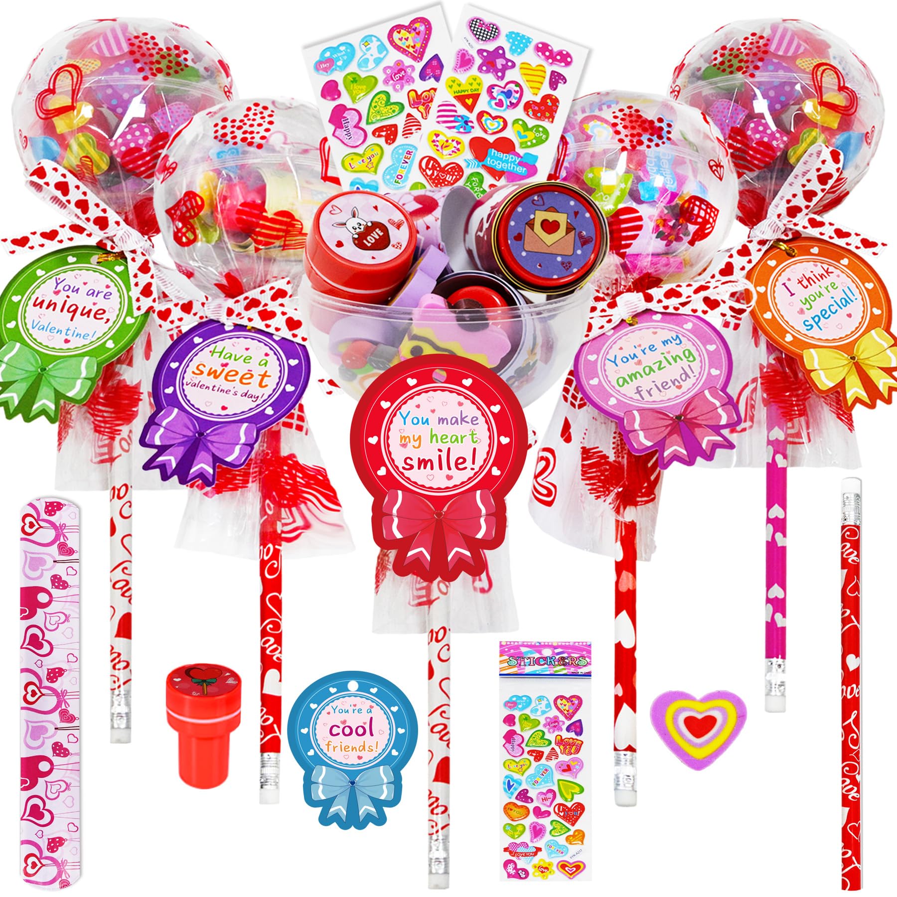TOAPER giant lollipop shaped stationery for classroom Valentine exchanges, a fun non candy gift