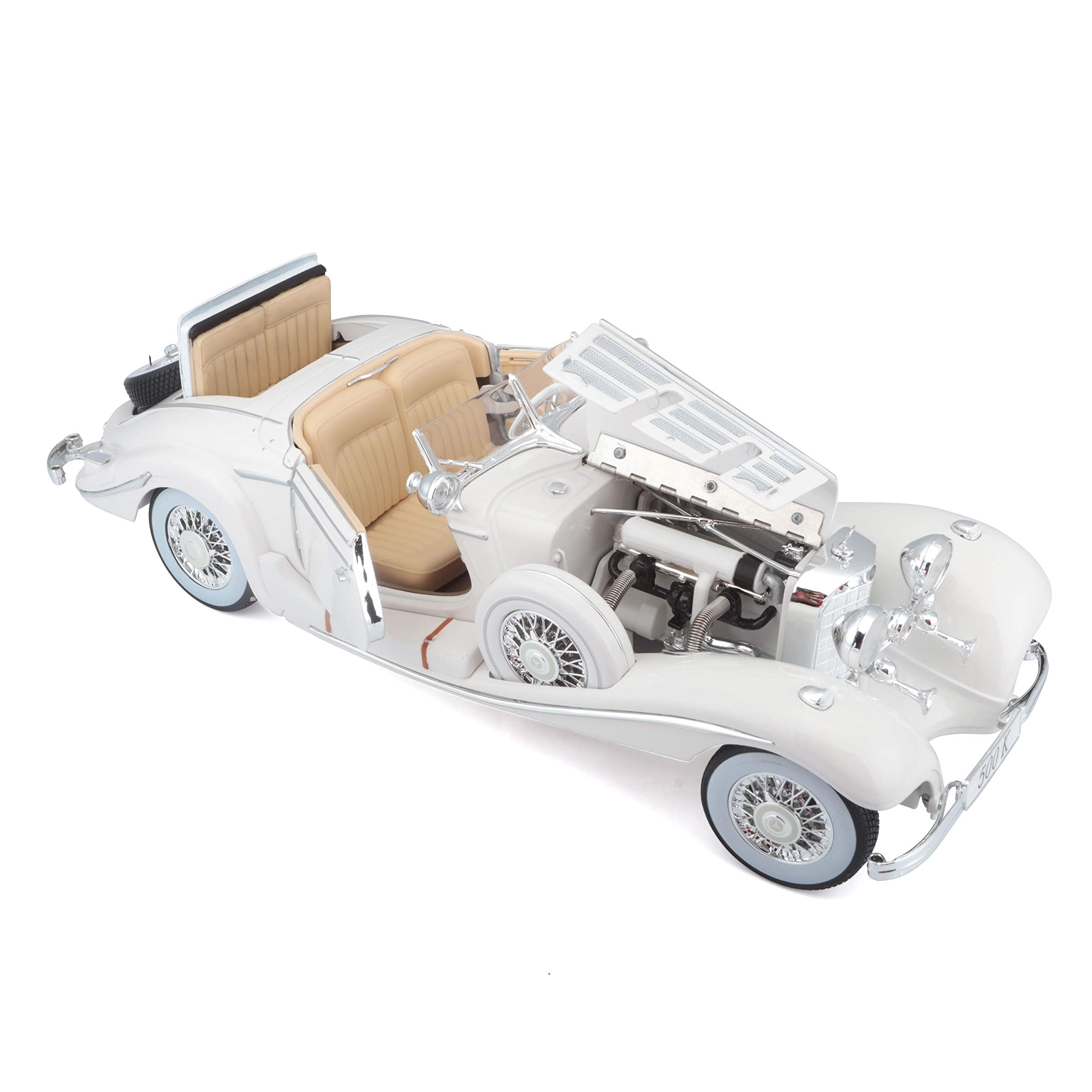 Tobar Maisto 1936 Mercedes-Benz 500K open-hood view reveals engine detail