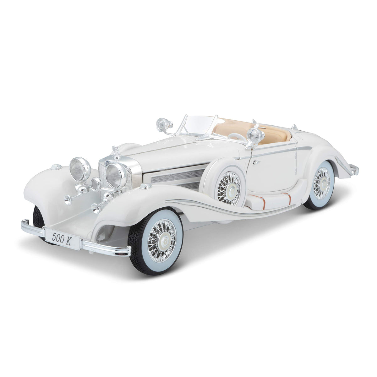 Tobar Maisto 1936 Mercedes-Benz 500K white body with premium die-cast finish for display
